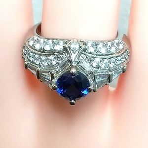 "World of‎ ICEETHON" Arabian CZ Blue Sapphire Wedding Ring .925 Sterling Silver